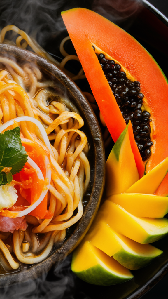 Fun Facts About Indonesia🇮🇩 1 Indonesian dish mie with mango and papaya